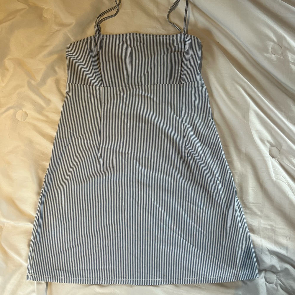 Garage blue and white Spaghetti Strap Slip Mini Dress